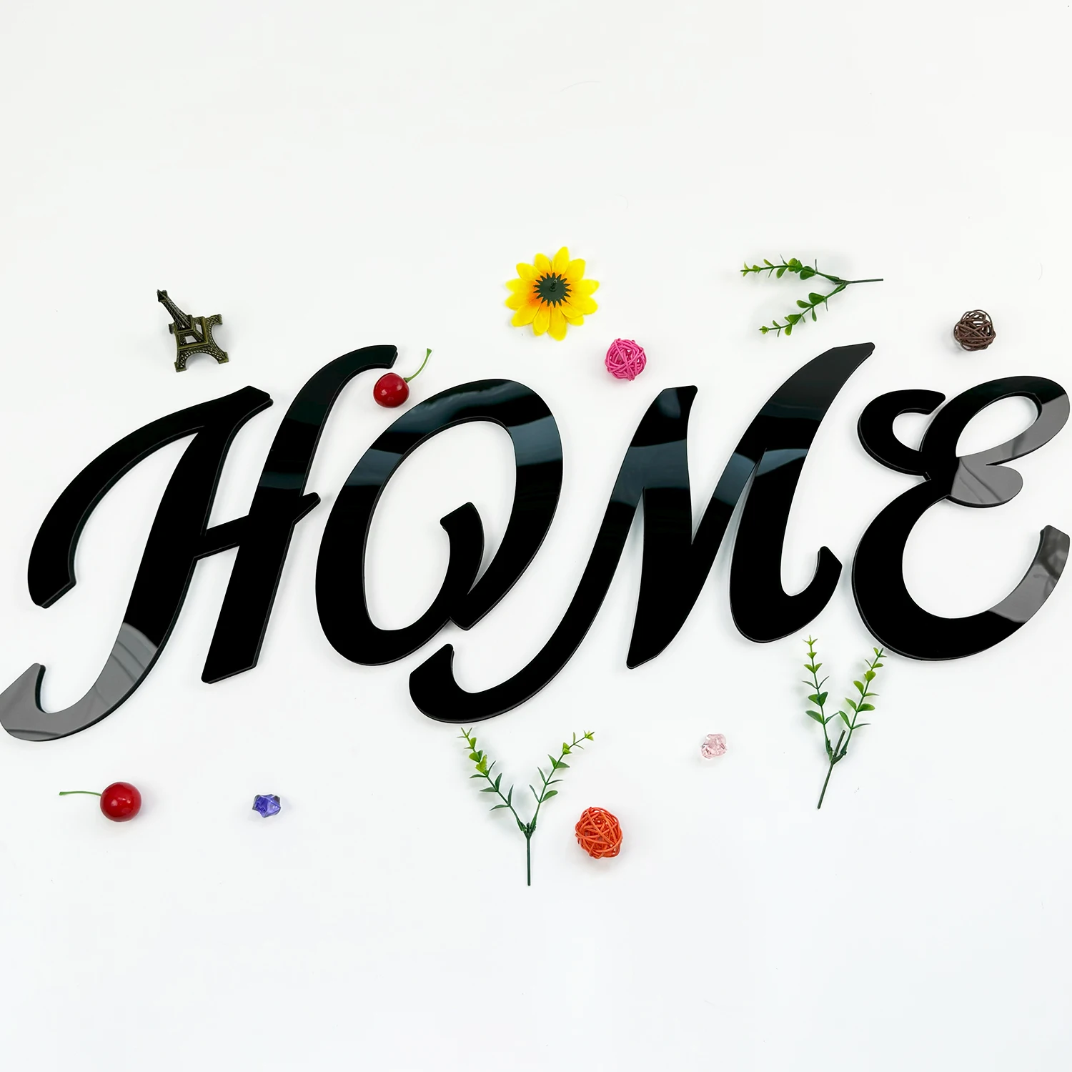 حجم كبير 20 سنتيمتر أسود ثلاثية الأبعاد الاكريليك مرآة سطح الخط الفني الإنجليزية رسائل ملصقات جدار ديكور المنزل الأبجدية الفن صور مطبوعة للحوائط #3