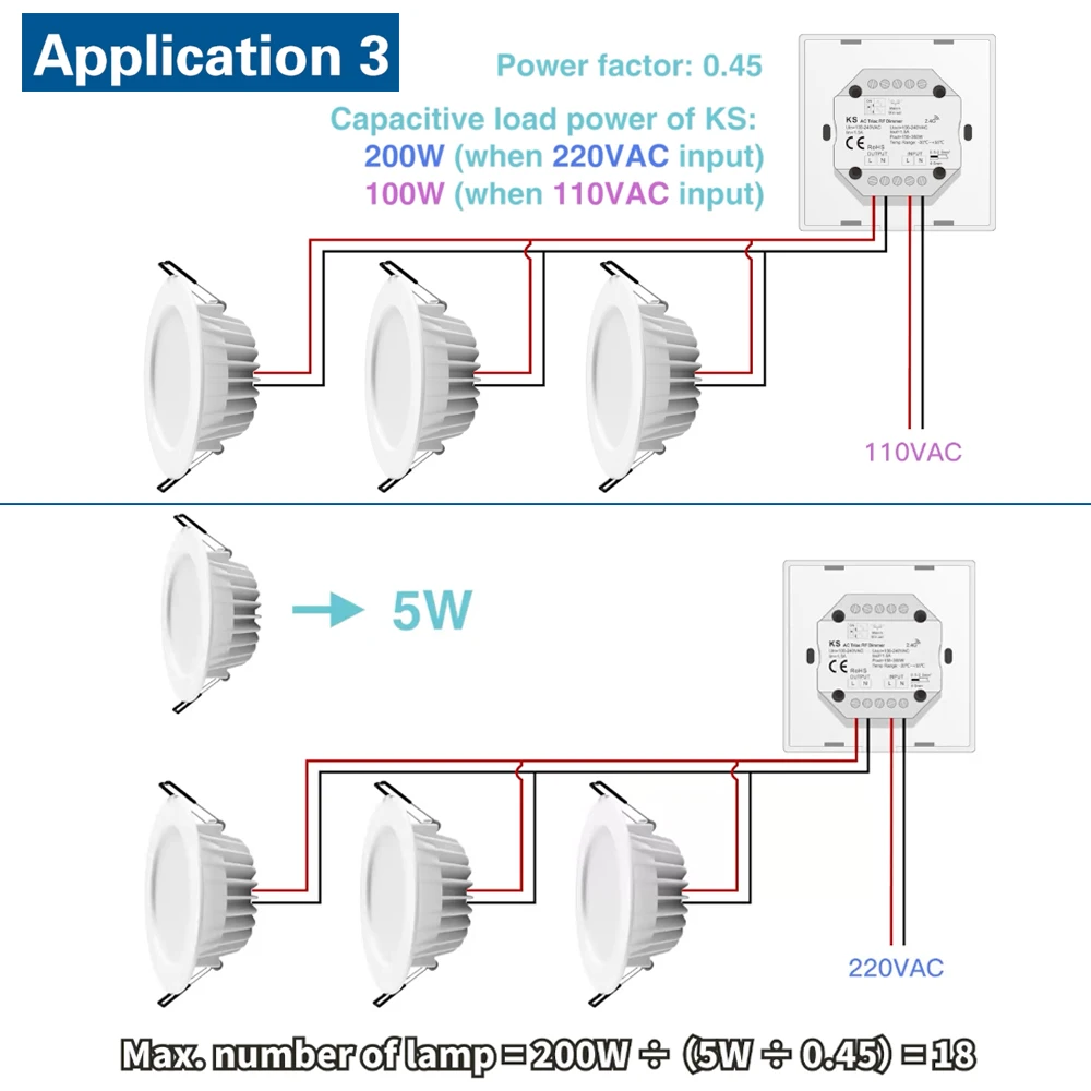 110V 220V 230V AC Triac Dimmer Rotary Knob Panel Dimming DIP Switch on/off Fade Time 150W-360W fr Single Color Dimmable LED Lamp