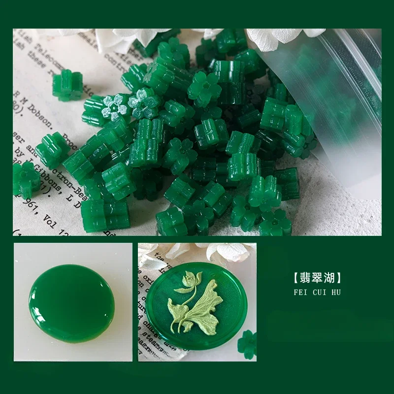 60 stks Semi Transparante Jade Kleur Lakzegel Stempel Deeltjes Sakura Vorm Wax Materiaal DIY Handboek Wenskaart Afdichting Tool
