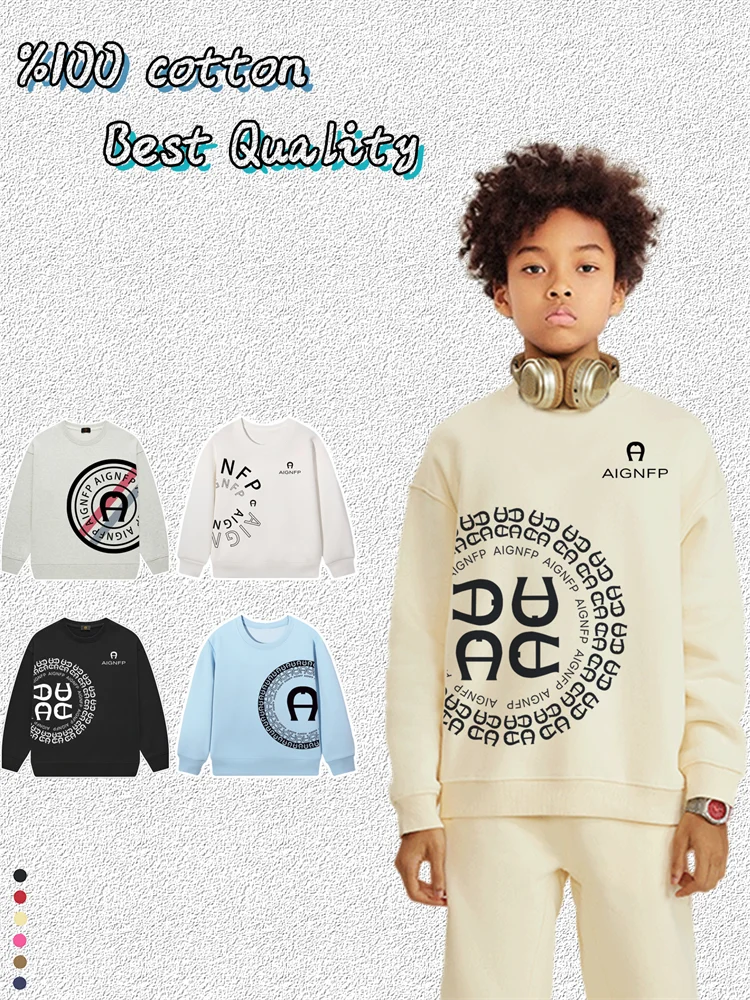 

Модные детские толстовки, пуловеры для мальчиков, новинка 2025 года, осенний свитер с длинными рукавами, детский свитшот, одежда для мальчиков с круглым принтом букв
