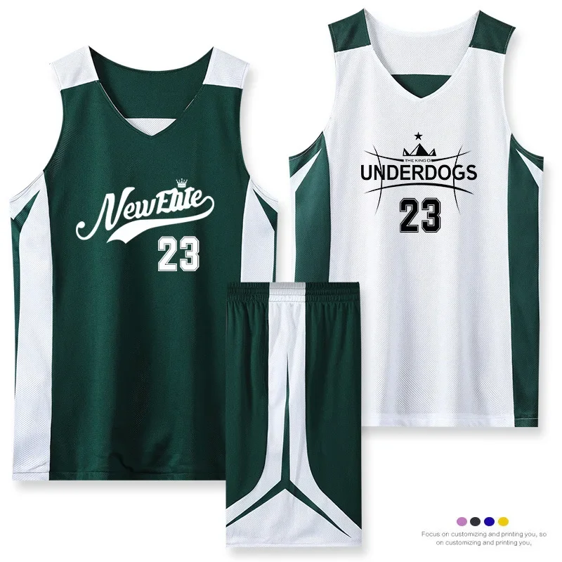 مجموعة زي كرة السلة على الوجهين للرجال والنساء، زي فريق التدريب والمنافسة، رقم مطبوع قابل للتخصيص