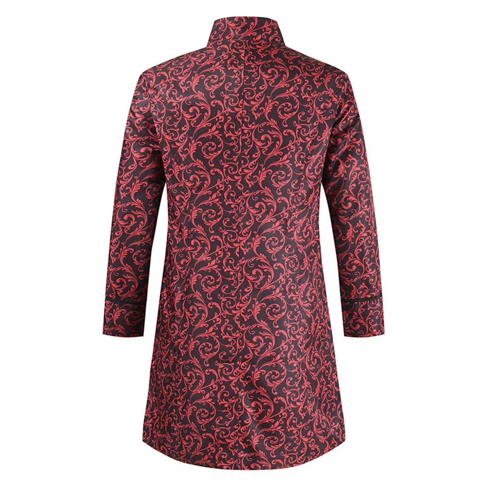 Medieval Men's Retro Tailcoat Jacket Gothic Steampunk Long Sleeve Jacket Victorian Dress Jacket Halloween Casual Button Clothes