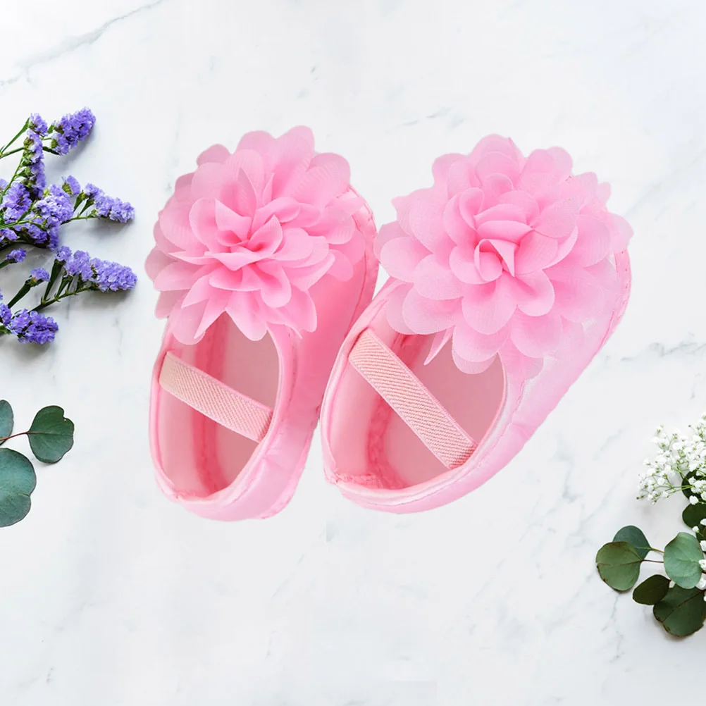 

1Pair Baby Girls Lace Shoes Crib Non-Slip Floor Shoes Pink Size 13 Soft Sole for Newborn Toddler Spring Autumn