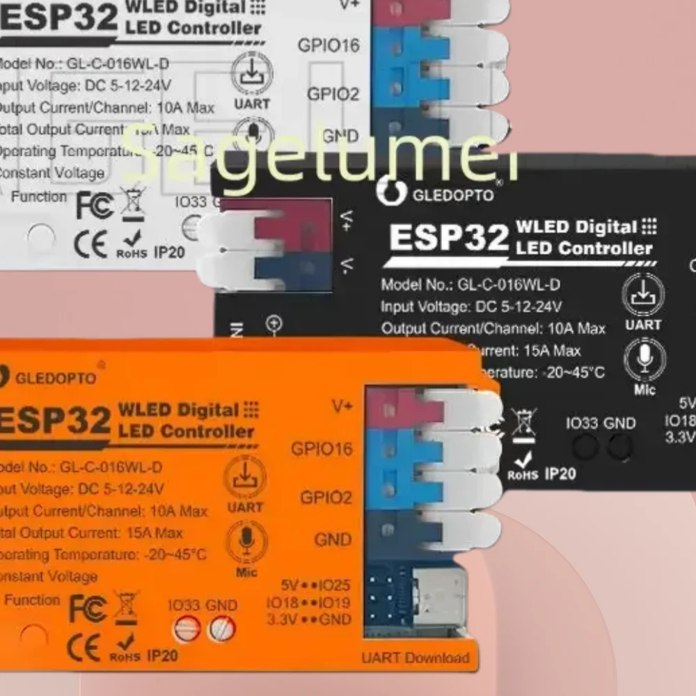 

ESP32 DIY Dynamic Work WLED Digital LED Controller Microphone function GL-C-017WL-D GLEDOPTO Type-C TI levelShifter IC LED Strip