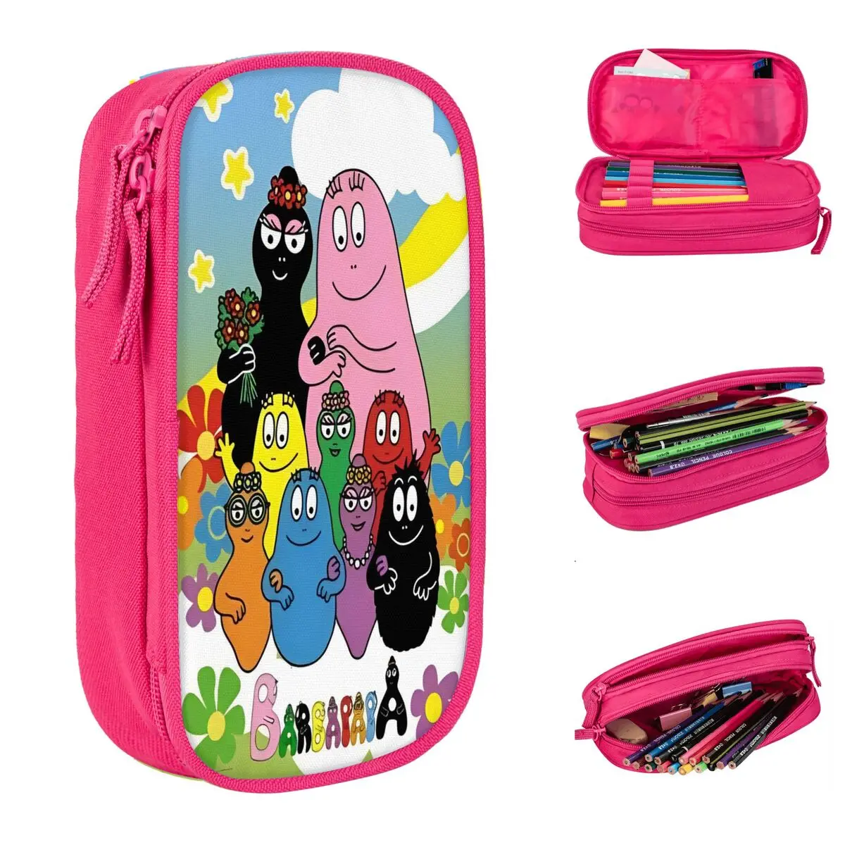 Barbapapa Family Cartoon Pencil Case Lovely Anime Pen Bag Girls Boys Big Capacity Students School Gift Pencil Box