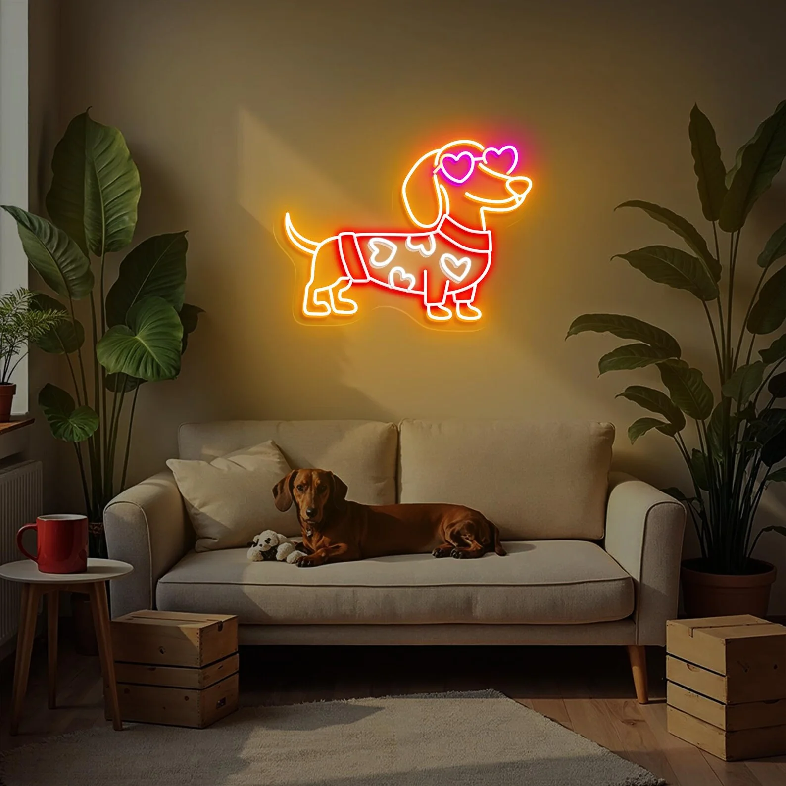 Cute Dog Neon Sign, Stylish Dachshund Neon Sign for Pet Lovers, Dog Lover Gift, Dog Room Decor,Valentine’s Day Gift for Dog Mom