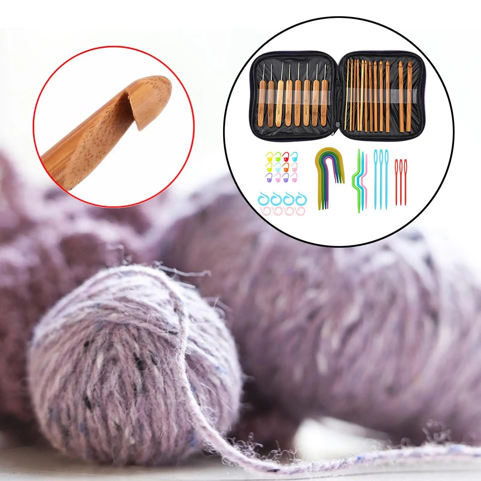 20Pcs Crochet Hooks Set Knitting Weave Tools for Arthritic Hands with Case Supplies for Adults Beginners Tool