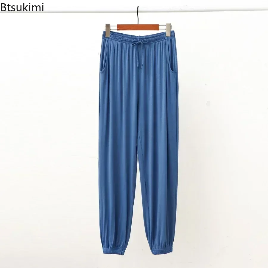 2025, neue männer Pyjama Hosen Lose Beiläufige Einfache Feste Farbe Hause Hosen Männlichen Bequeme Yoga Jogginghose Lounge Schlaf Bottoms