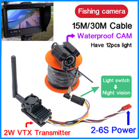 Long Range  Underwater 195° Fishing Camera Waterproof have Night Vision 15/30m with 2000mW vtx transmitter and 4.3 Inch Display