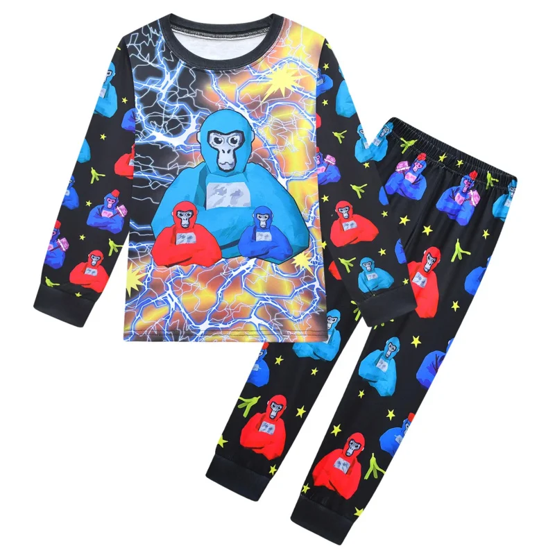 أنيمي تأثيري مضحك الغوريلا العلامة VR ألعاب زي للأطفال GorillaTag بيجامة مطبوعة المراهقين تي شيرت السراويل مجموعات هدية عيد ميلاد 72th