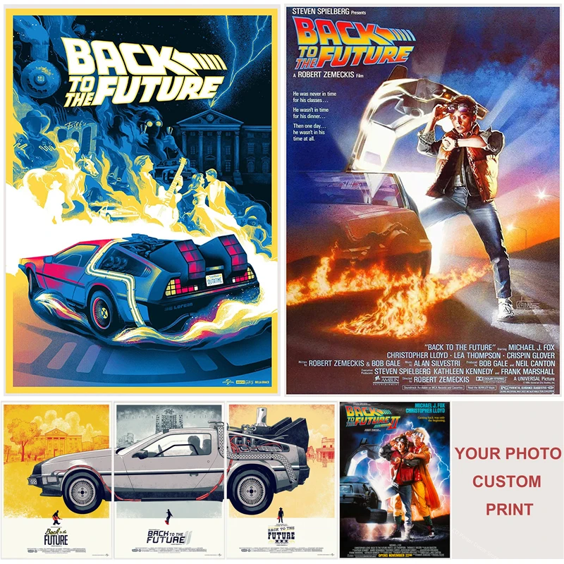 Classic Movie Back To The Future Poster Custom Posters Self-adhesive DIY Home Room Bar Decor Aesthetic Art Wall Painting Sticker