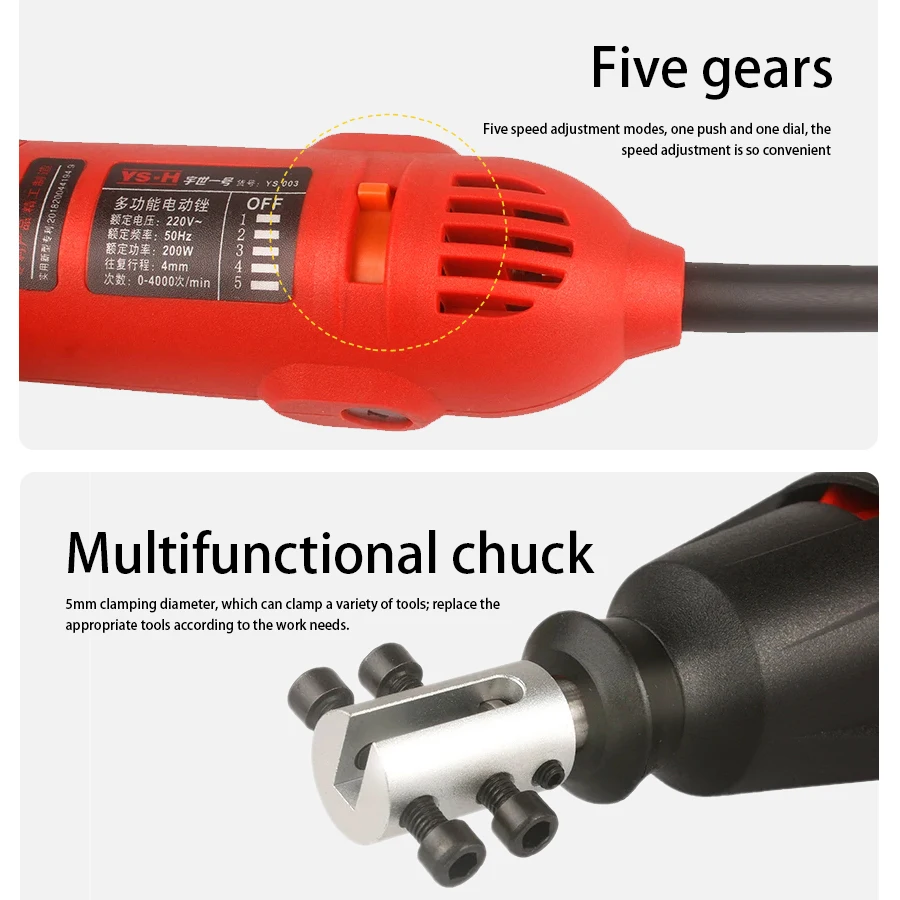 Reciprocating 220V Electric File Machine Steel File Metal Trimming Wood Runner Deburring Sanding Cutting Dual Purpose Grinder