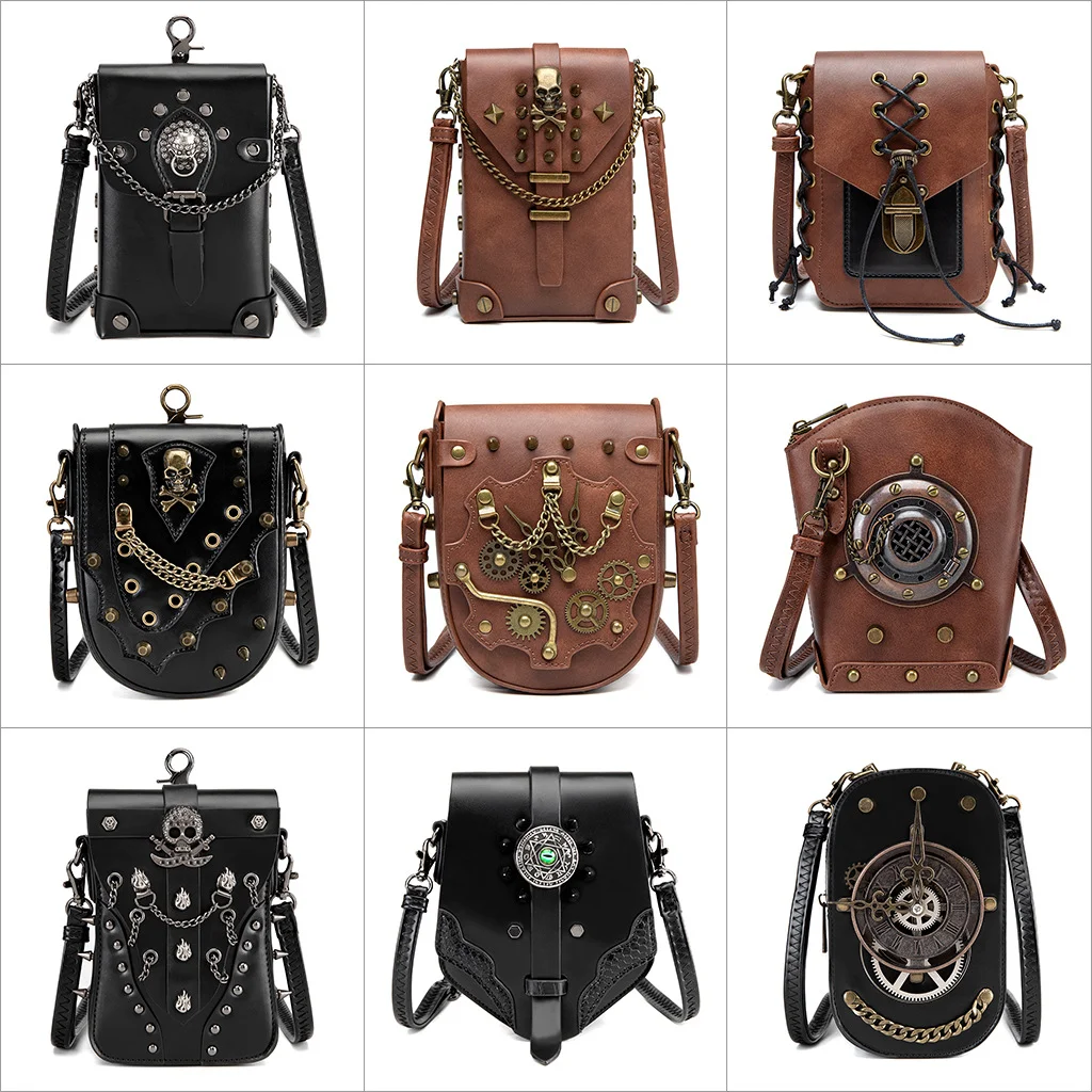 

Steampunk women's shoulder bag, heavy-duty retro dumpling bag, versatile women's armpit change phone bag