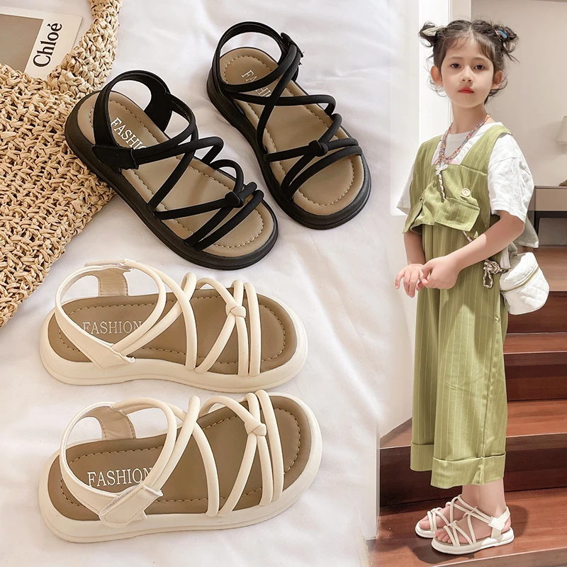 

Girls Sandals Kids Sandals for Girls 2024 Summer Brand Children Beach Shoes Princess Sweet Gladiator Sandals Open Toes Anti-skid