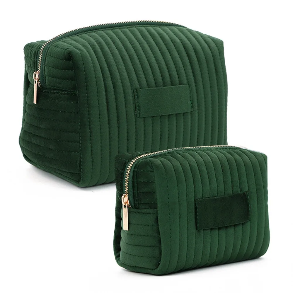 

Large Capacity Velvet Makeup Bag Zipper Washing Organizer Travel Toiletry Bag Solid Color Cute Cosmetic Pouch Office