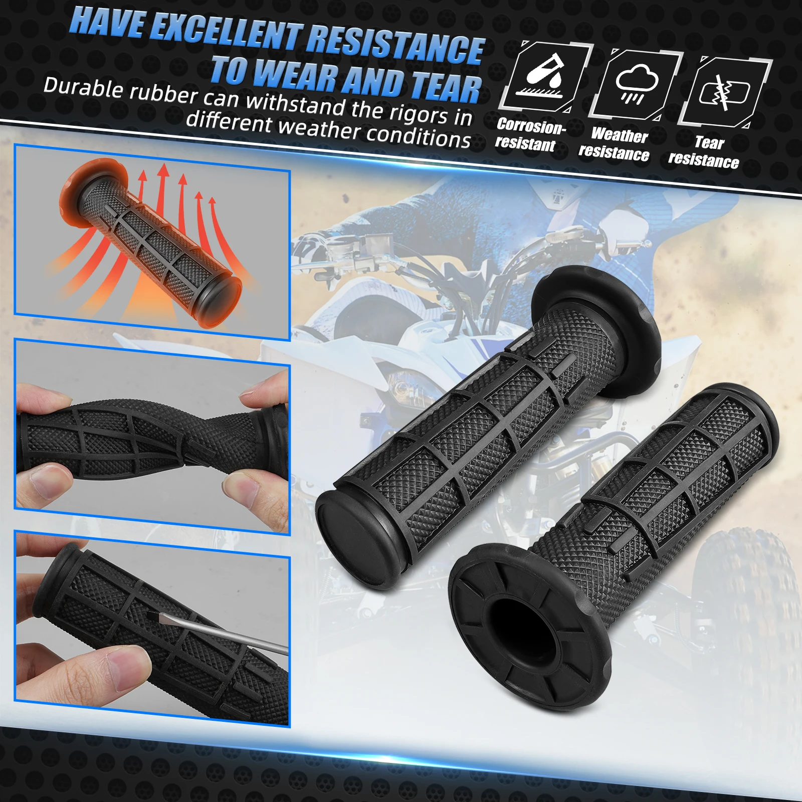 NICECNC Universal Hand Grips Universal Throttle Handlebar Grips For ATV All 7/8