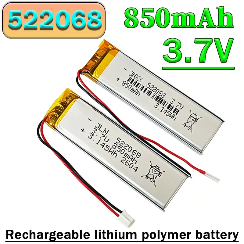 

3.7V 522068 850mAh brand new rechargeable polymer lithium battery electronic products small fan digital LED light MP3 MP4