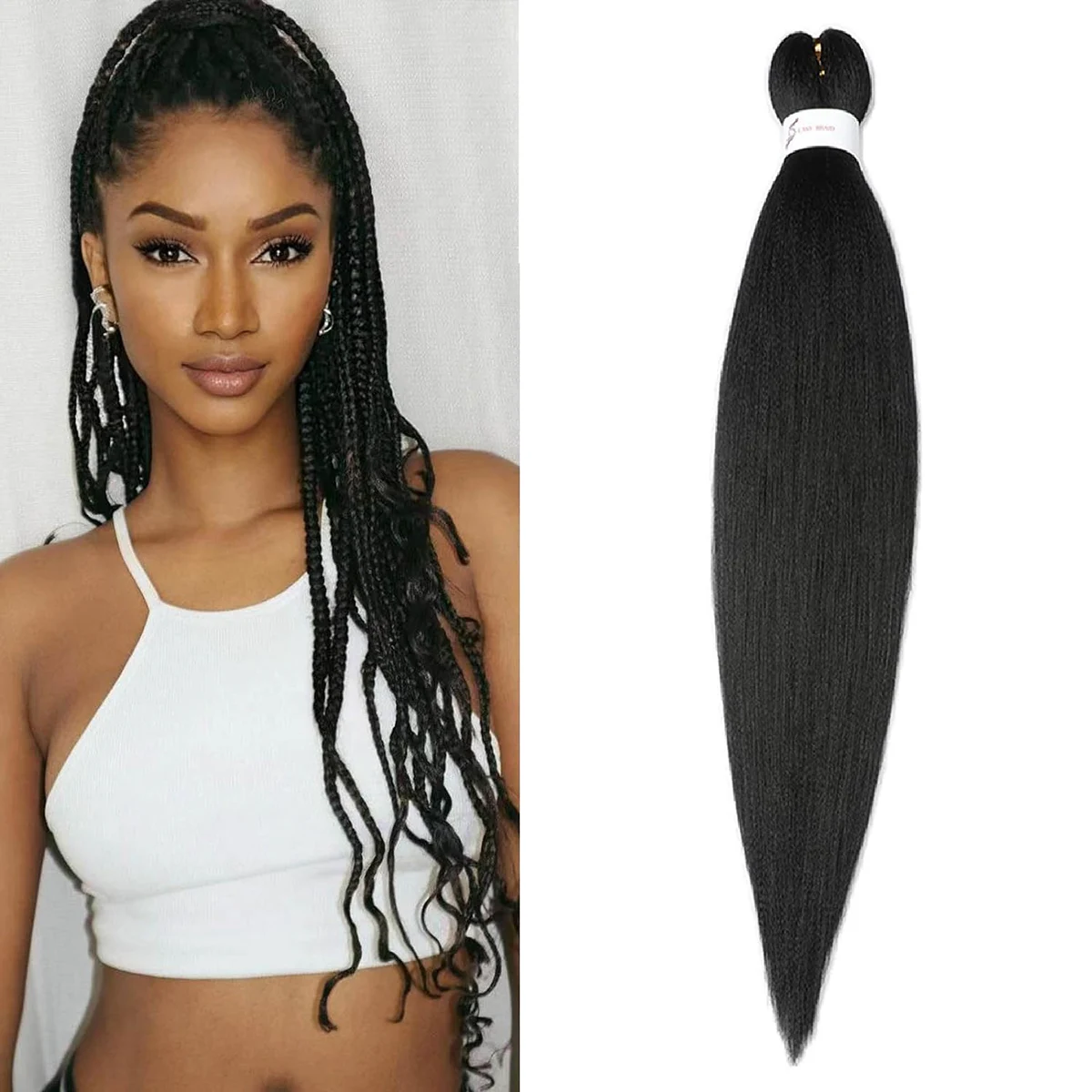 

Synthetic 26 Inch Hair Extension Natural Black Braiding Hair Pre Stretched Kanekalon Fake Hair for Women Girl Daily Party Use