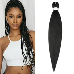 Synthetic 26 Inch Hair Extension Natural Black Braiding Hair Pre Stretched Kanekalon Fake Hair for Women Girl Daily Party Use