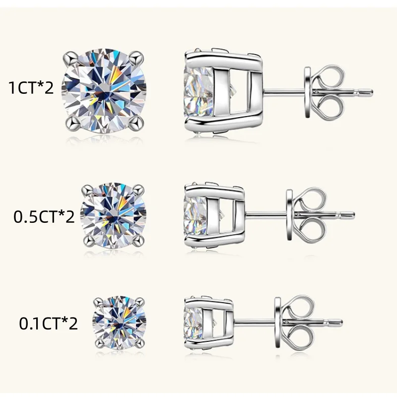 

Bague Ringen Luxury 0.1-3CT D Color Moissanite Earrings For Women Party Fine Jewelry 4 Prong S925 Sterling Silver Diamond