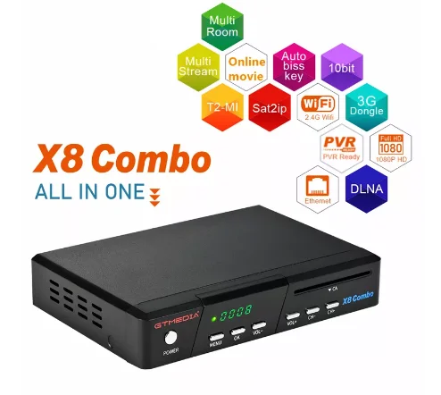 GTMEDIA X8 Combo Satellite Receiver DVB-S/S2/S2X+T/T2/Cable Support CA Card 10bit DLNA Full PowerVu Multi-stream/T2MI tv box