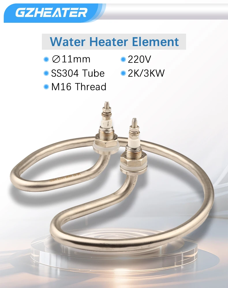 2KW 220V Electric Water Heating Element Tube Heater Food Grade 304 Stainless Steel M16 Thread for Open Bucket Round