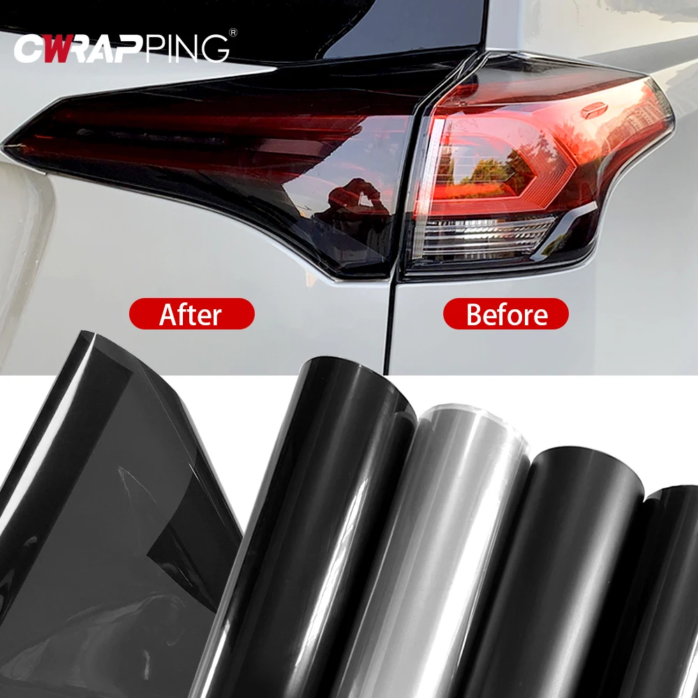 Gloss Transparent Light Black Smoke PVC Film Tint Headlight Taillight Wrap Cover Film Foil Sticker Cover Headlight Film for Cars