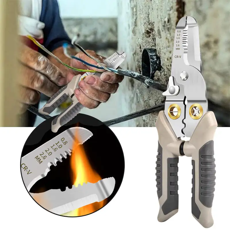 

Multifunctional Wire Stripping Pliers Stainless Steel Cable Shearing Fiber Splitting Cutting Pressing For Electrical Pliers