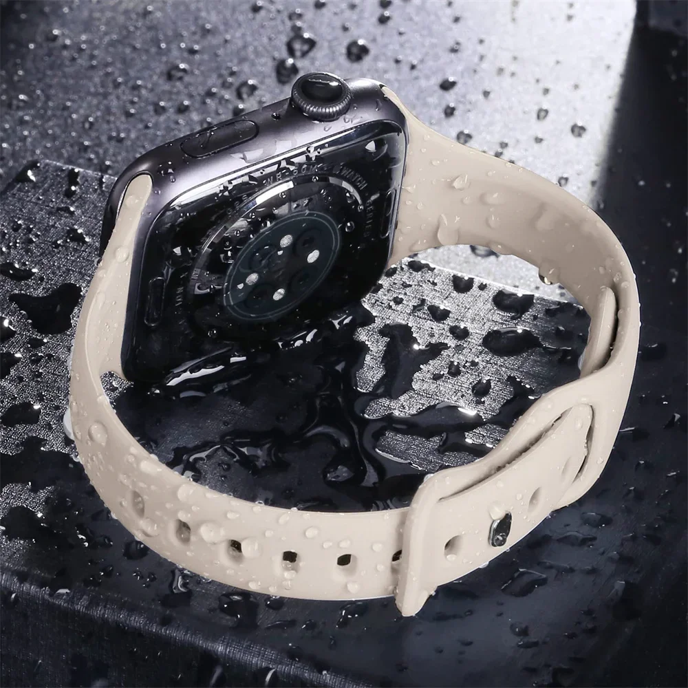 Smukły silikonowy pasek do zegarka Apple Watch 45 mm 44 mm 40 mm 41 mm 42-38 mm bransoleta sportowa iwatch serii 8 7 se 3 4 5 6 9 ultra 2 49 mm