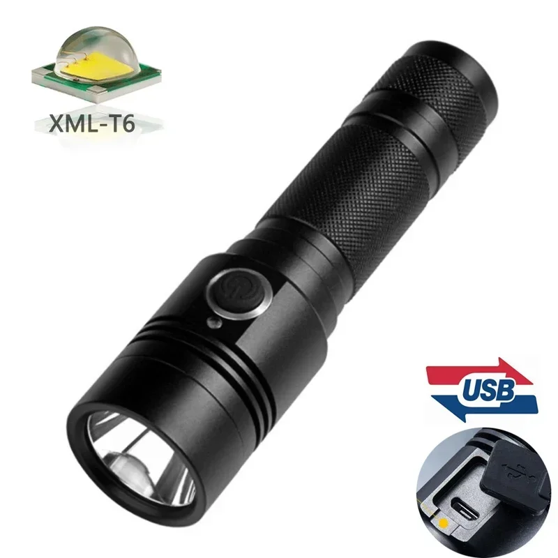 Banggood 601 Ultra Mini 1000Lum XML-T6 LED Flashlight Outdoor Waterproof USB Rechargeable Tactical Flashlight Use 18650 Battery