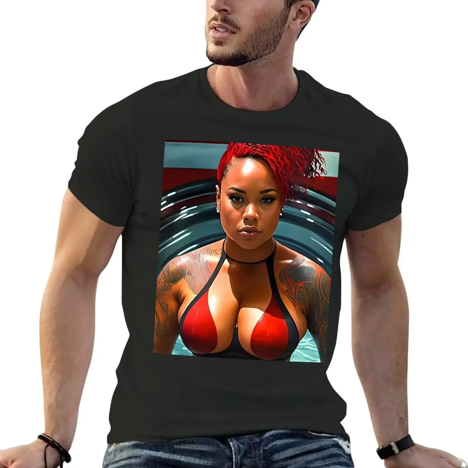 New Summer Vibes, Curvy Summer, Curvy and Beautiful Superwoman lifter. Bodybuilder. Female are strong. Sticker T-Shirt