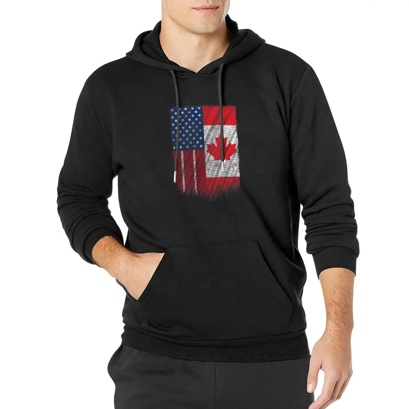 American Canadian Flag Tshirt Thanks Canada USA Friendship Pullover Hoodie anime clothes men's coat mens hoodie