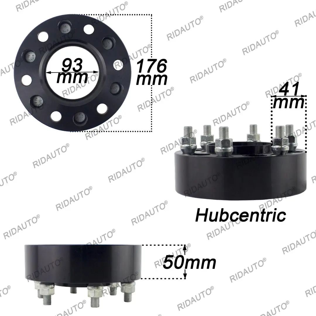 Wheel Spacers 50mm Spacer Kit 6x139.7 CB 93.1mm M12x1.5 With Nuts Hubcentric Adapter 6 Lug For FORD RANGER EVEREST MAZDA BT50