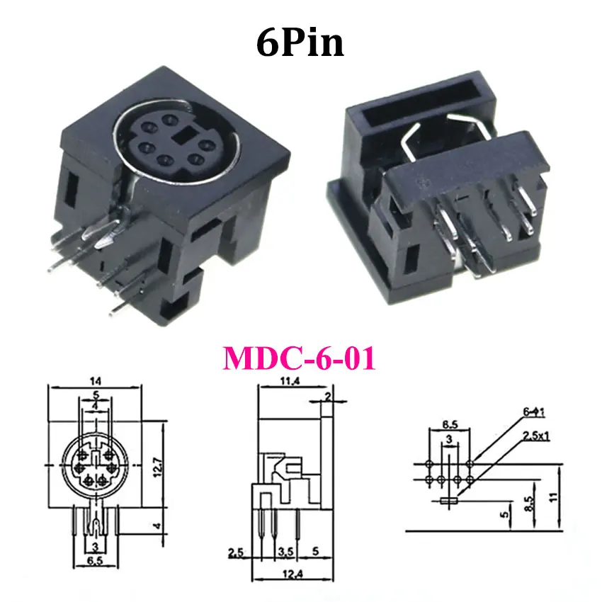 1 stücke S Terminal Audio Video Din Buchse Stecker S-video PCB Mount 3/4/5/6/8/9Pin Silber Ton PS2 Rund DIN Micro Jack – Detail 15