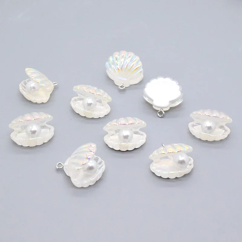 10pcs 3D Small White Shell Resin Charms Cute Ocean Pendant For Earring Keychains Diy Jewelry Make