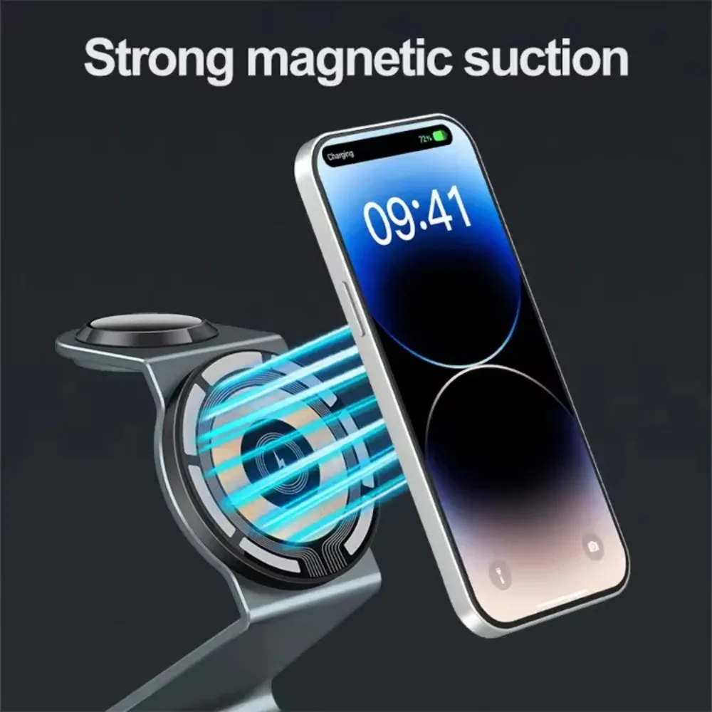 Portable Desktop Mobile Phone Wireless Charger Station 3In1 4 3 In One 3 In 1 Folding Magnetic Foldable 10W 15W Wireless Charger