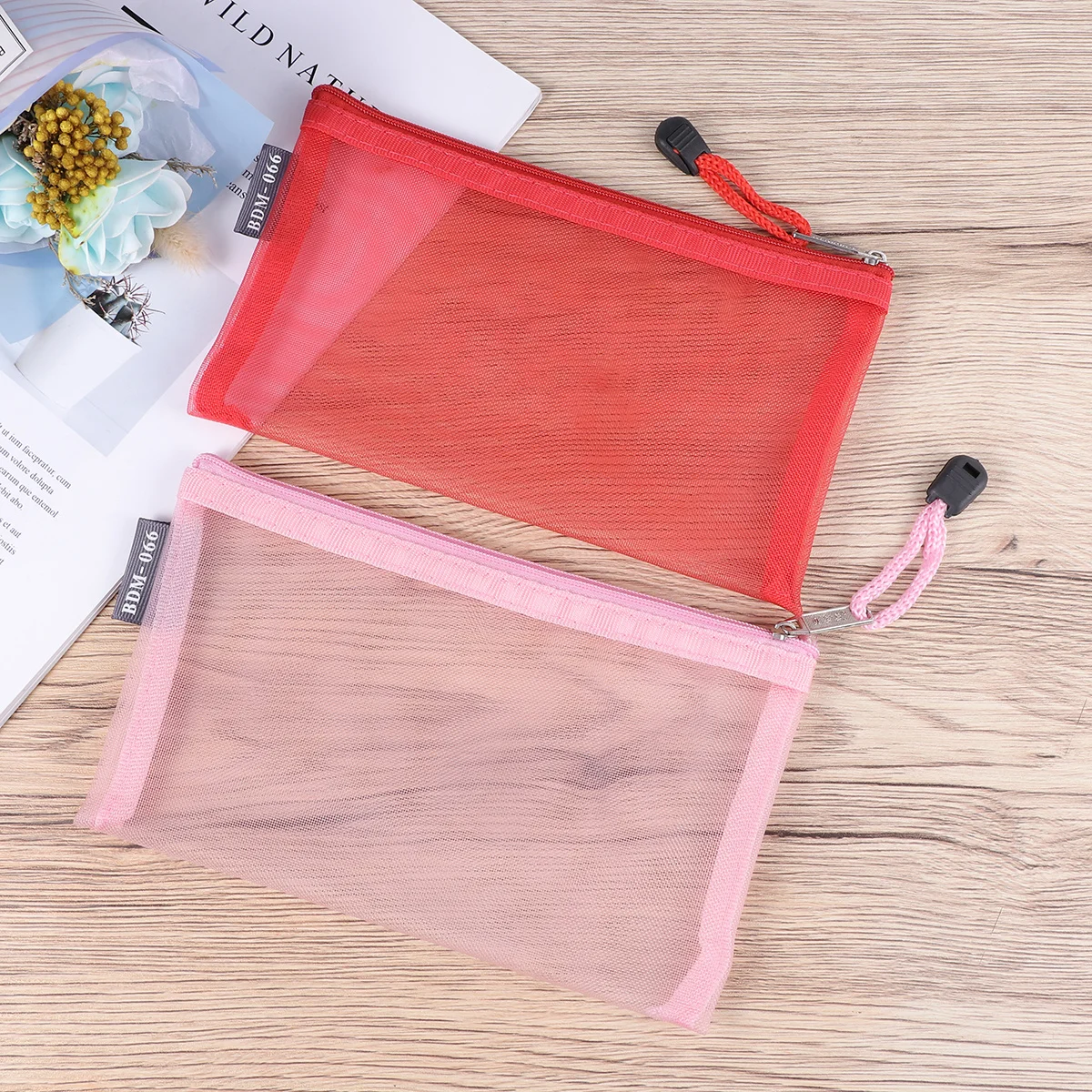 

5Pcs Zipper Transparent Mesh Pencil Pen Bags Lightweight Portable Coin Phone Pouch Multipurpose for School