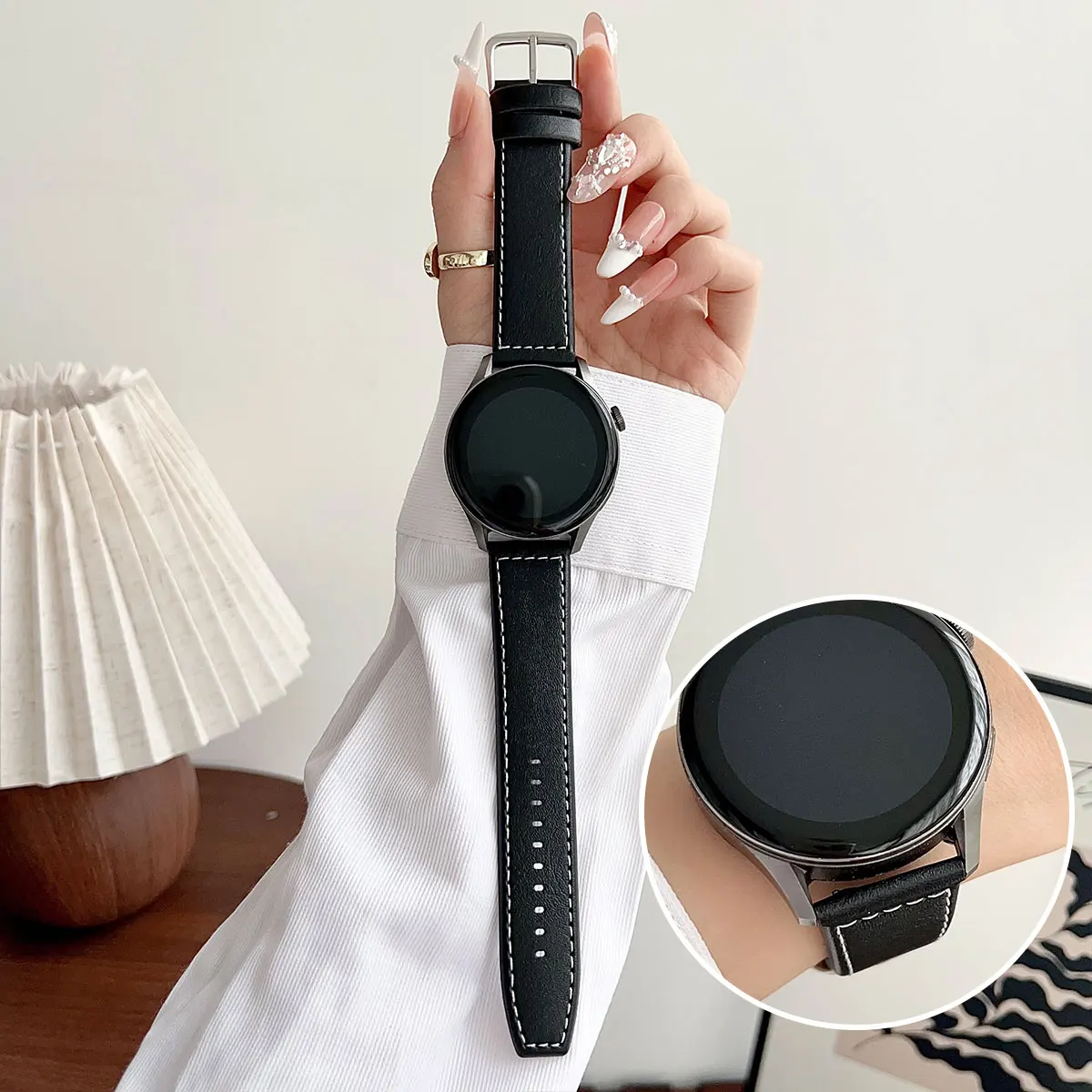 Tali Universal 22mm untuk Samsung Gear S3/Watch 3/46mm untuk jam tangan Huawei 3/3 Pro/jam tangan 2 46mm/tali gesper kotak kulit