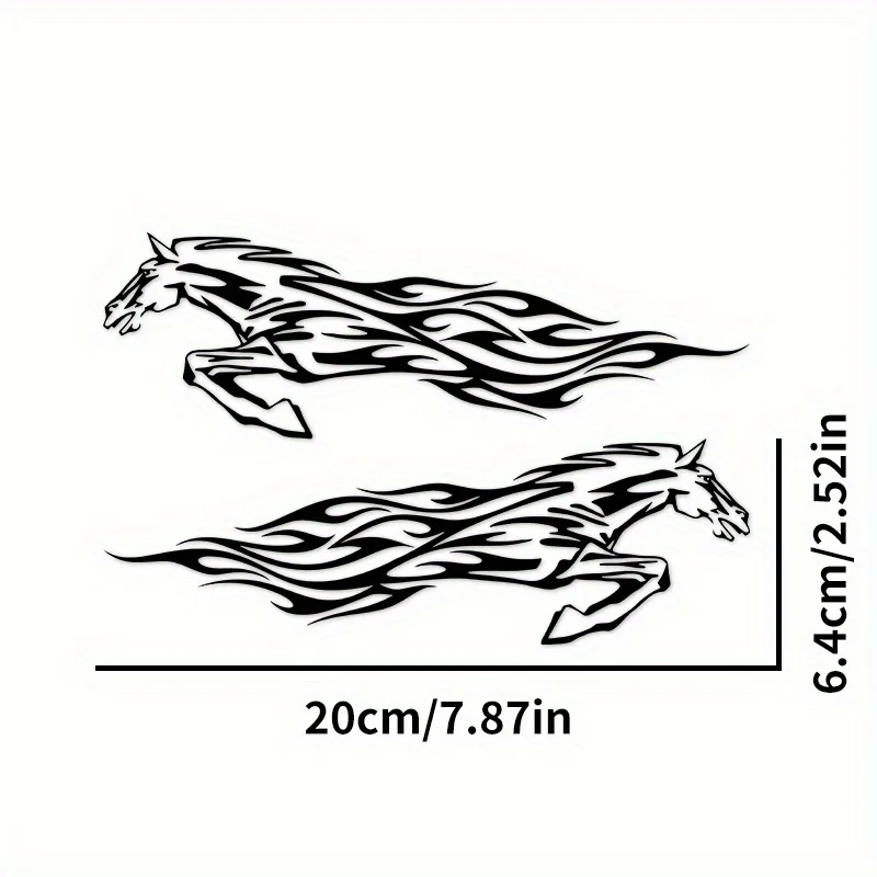 2Pcs Set Tribal Flame Horse Iridescent Waterproof Stickers For Motorcycle Helmet Car Cool Decor