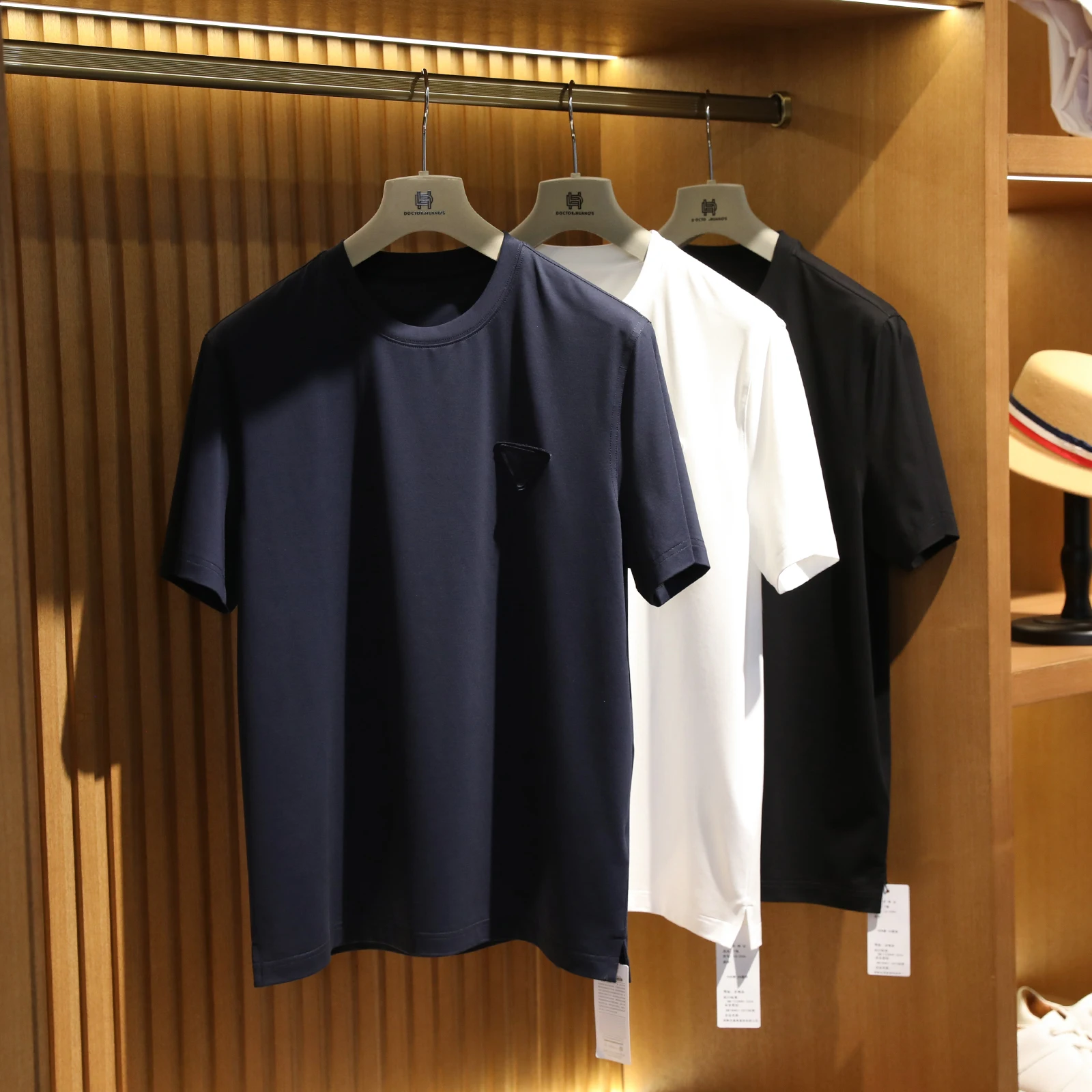 

Summer new men's high-end evergreen solid color simple stretch cotton breathable short-sleeved T-shirt