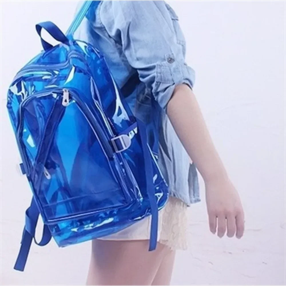 Fashion Transparent Backpack Waterproof PVC Clear Plastic Daily Backpack Mini Teenager Girls Notebook School Bag