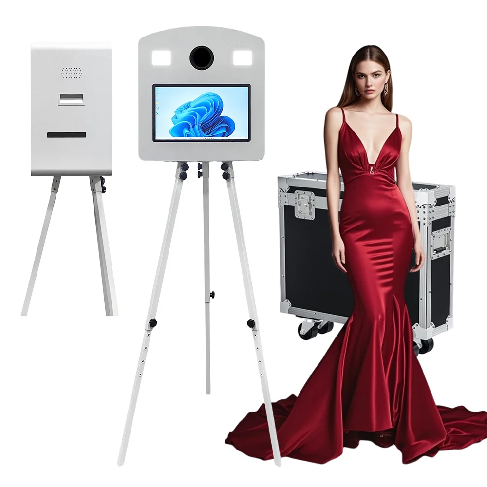 

Portable Photo Booth Machine 15.6 inch Touch Screen Photobooth with Flight Case Camera booth for Party Wedding Rental