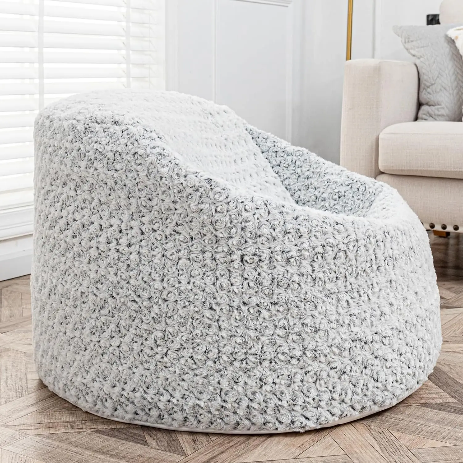 

Storage Bean Bag Chairs Cover No Filler Soft Washable Plush Fiber Adult Beanbag Chair Living Room Furniture Fuzzy Fur Bean Bag