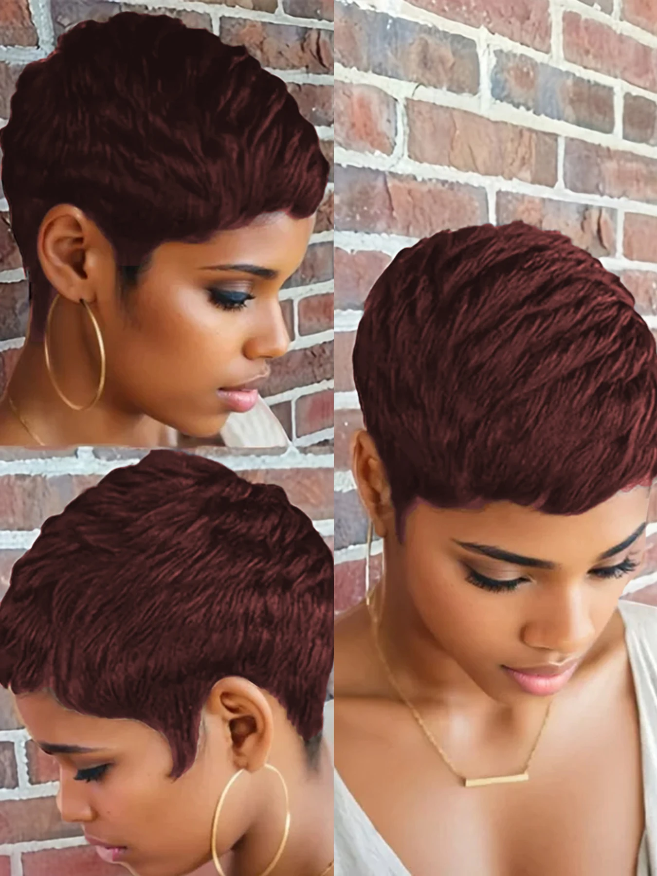 Curly Wave Wig Pixie Cut Wig for Women Full Machine Made Wig 150% Density 4 Inch Halloween Wig