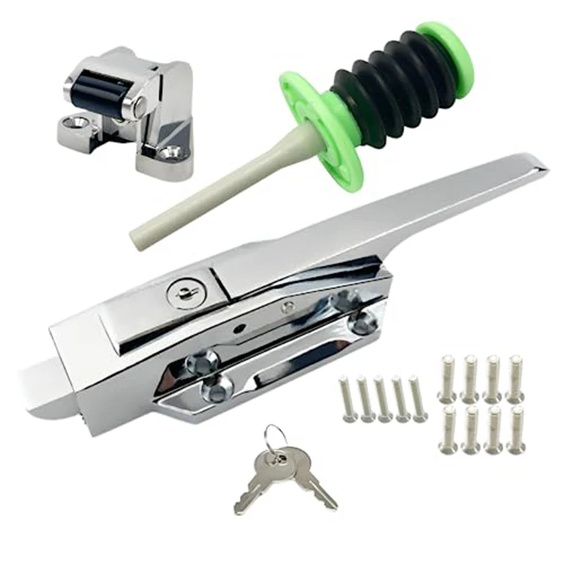 Safety Freezer Door Latch Handle Set With Adjustable Offset Strike And Inside Release And Keys