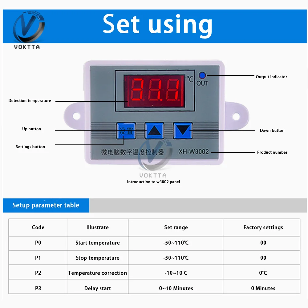 XH-W3001 XH-W3002 Digital Control Temperature Microcomputer Thermostat Switch Thermometer Thermoregulator Switch 12/24/220V