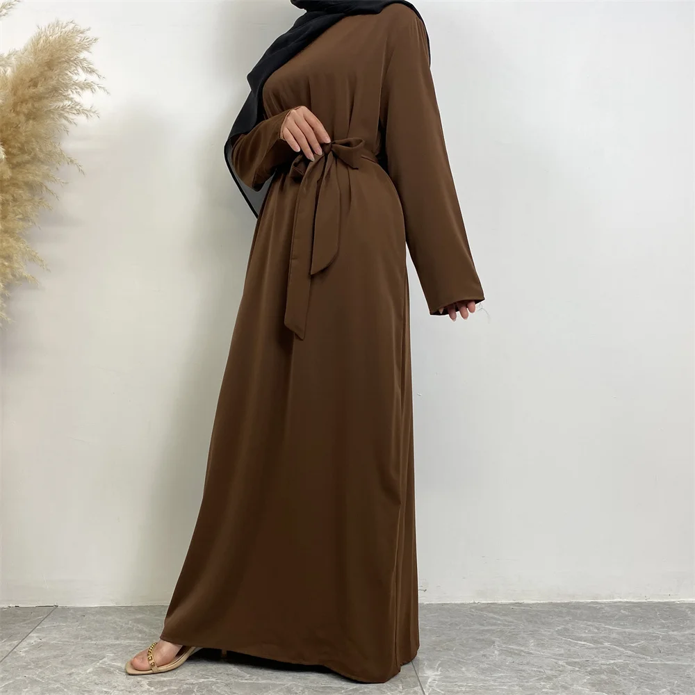 عباية إسلامية موضة جديدة فستان ساخن تركيا العربية دبي رداء بلون سادة مع جيوب فستان نسائي طويل 80