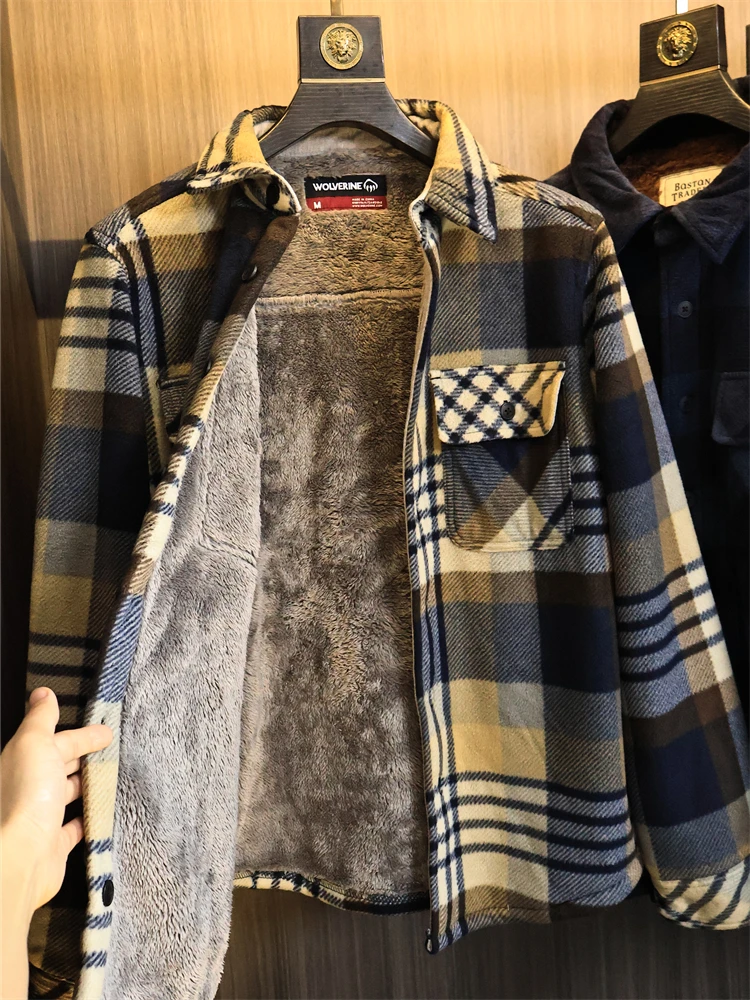 

Мужская зимняя одежда Oversize Plu Fce Woolen Simulation Faionable All-Match Long Sve Button up Casual irt