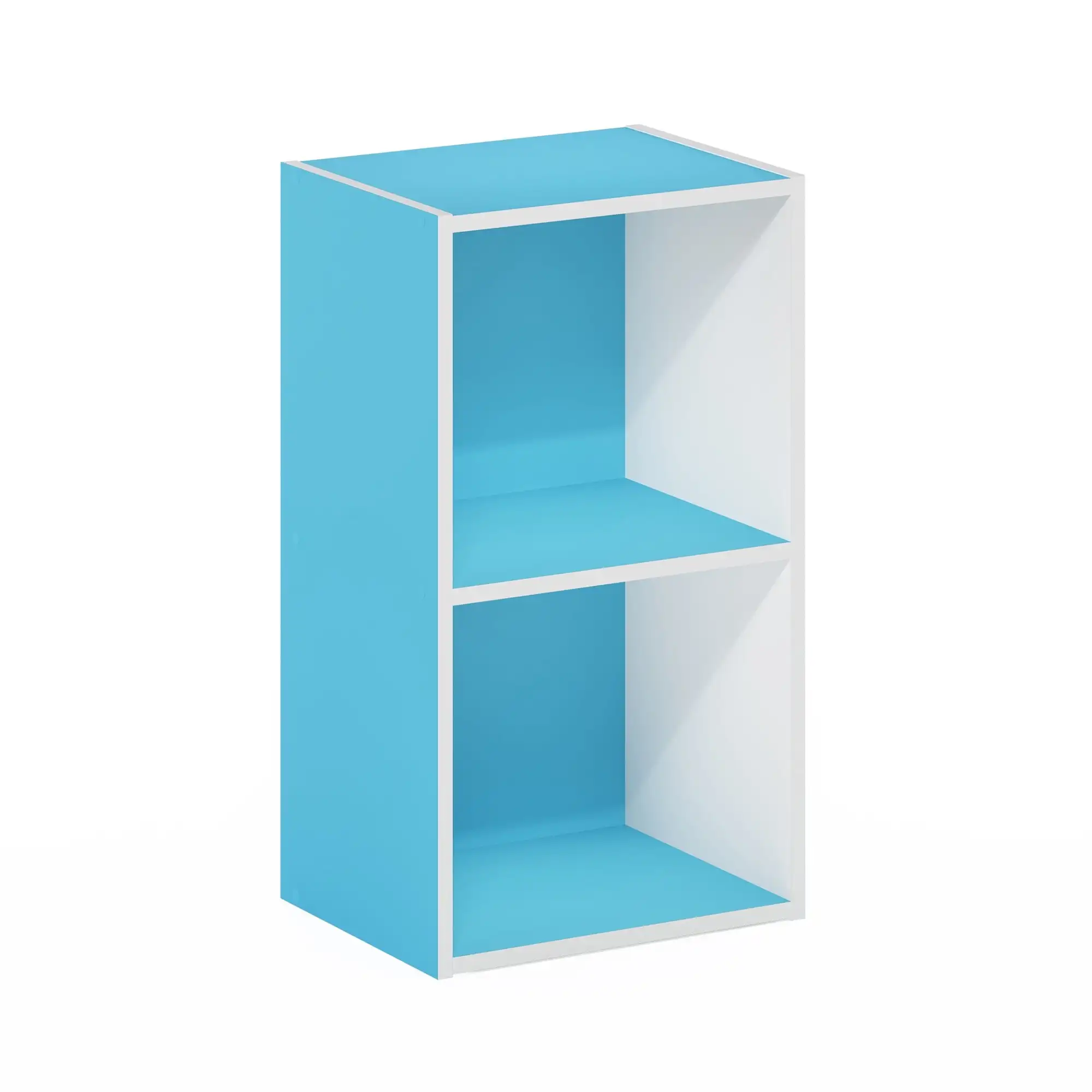 Furinno Pasir 2-Tier Open Shelf Bookcase, Light Blue/White