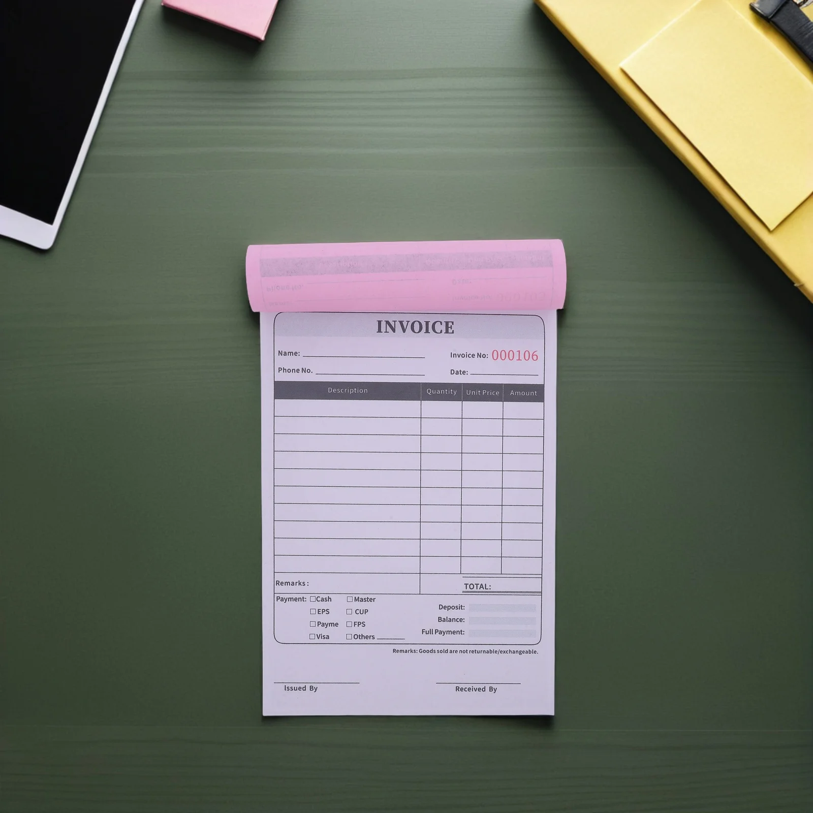 

100 Pages Tax Invoice Book for Small Business Order Tracking Receipts Delivery Forms Retail Restaurant Export Compliant